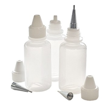 RAW ART MATERIALS EMPTY PLASTIC BOTTLES WITH METAL APPLICATOR