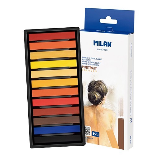 MILAN ART BOX OF 12 SOFT PASTELS PORTRAIT COLOURS