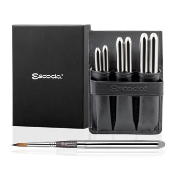 ESCODA ASTUCCIO IN SIMILPELLE NERA CON 6 PENNELLI TASCABILI ARGENTATI CHRONOS SERIE 1246