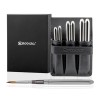 ESCODA BLACK SYNTHETIC LEATHER CASE WITH 6 CHRONOS SILVER TRAVEL BRUSHES SERIES 1246