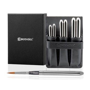 ESCODA ASTUCCIO IN SIMILPELLE NERA CON 6 PENNELLI TASCABILI ARGENTATI BARROCO SERIE 1247