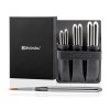 ESCODA BLACK SYNTHETIC LEATHER CASE WITH 6 BARROCO SILVER TRAVEL BRUSHES SERIES 1247