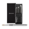 ESCODA BLACK SYNTHETIC LEATHER CASE WITH 3 CHRONOS SILVER TRAVEL BRUSHES SERIES 1256