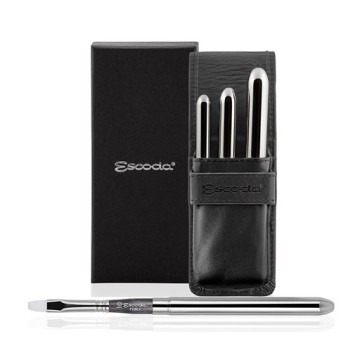 ESCODA ASTUCCIO IN SIMILPELLE NERA CON 3 PENNELLI TASCABILI ARGENTATI PERLA SERIE 1258