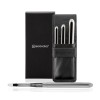 ESCODA BLACK SYNTHETIC LEATHER CASE WITH 3 PERLA SILVER TRAVEL BRUSHES SERIES 1258