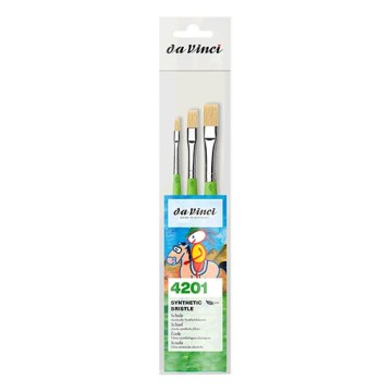 DA VINCI SET 3 PENNELLI PIATTI FIT SYNTHETIC BRISTLE MANICO CORTO SERIE 4201