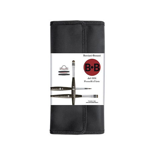 BORCIANI E BONAZZI PINSELMAPPE SCHWARZ MIT 10 UNICO PINSELN SERIE BEB