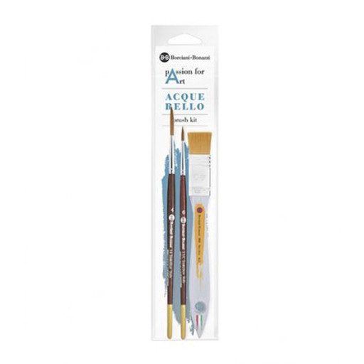 BORCIANI E BONAZZI PASSION FOR ART - KIT 3 PINCELES ACUARELA MANGO CORTO