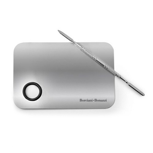 BORCIANI E BONAZZI RECTANGULAR STAINLESS STEEL PALETTE + PAINTING KNIFE