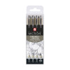 SAKURA PIGMA MICRON SET 3 STYLOS CALIBRÉS + 1 STYLO PINCEAU GRIS FROID CLAIR