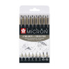 SAKURA PIGMA MICRON SET 6 FINELINER + 2 PINSELSTIFTE IN KALTEN GRAUTÖNEN
