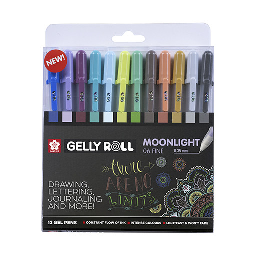 SAKURA GELLY ROLL MOONLIGHT 06 FINE - UNIQUE SET OF 12 GEL PENS