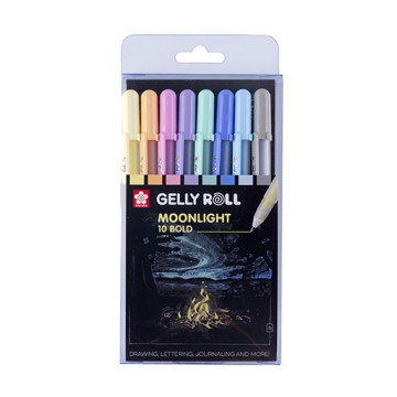 SAKURA GELLY ROLL MOONLIGHT 10 BOLD SET PASTEL 8 PENNE GEL