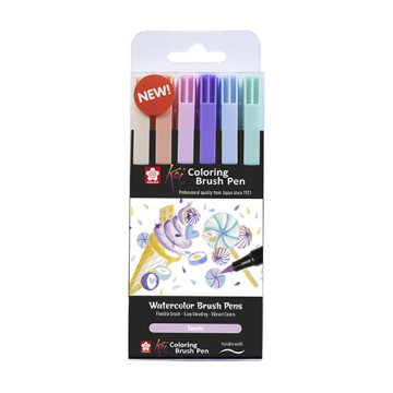SAKURA KOI COLOURING BRUSH PENS SET SWEETS 6 PENNARELLI ACQUERELLABILI PUNTA A PENNELLO