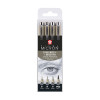 SAKURA PIGMA MICRON SET 3 STYLOS CALIBRÉS + 1 STYLO PINCEAU GRIS FROID