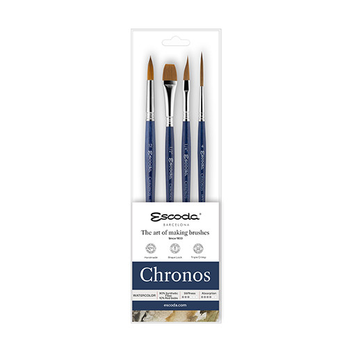 ESCODA SET OF 4 CHRONOS WATERCOLOUR BRUSHES SERIES 8910