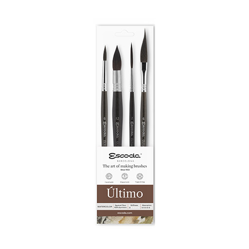 ESCODA SET OF 4 ÚLTIMO WATERCOLOUR BRUSHES SERIES 8911
