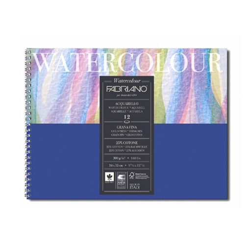 FABRIANO WATERCOLOUR BLOC ESPIRAL ACUARELA GRANO FINO 300 G