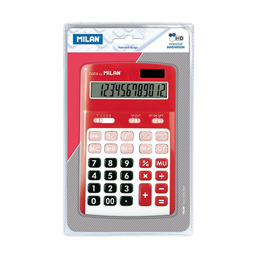 MILAN CALCULADORA ROJA 12 DÍGITOS