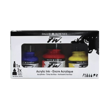 DALER ROWNEY FW ACRYLIC INK SET OF 3 PRIMARY COLOURS