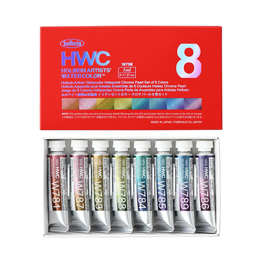 HOLBEIN ARTISTS' CHROMA PEARL AQUARELLFARBE SET 8 X 5 ML TUBEN
