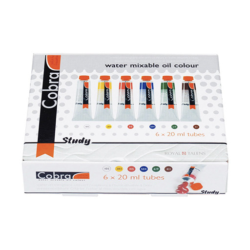 COBRA STUDY PEINTURE À L'HUILE DILUABLE À L'EAU SET D'INITIATION 6 TUBES 20 ML