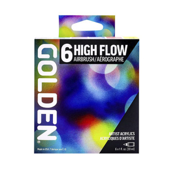 GOLDEN HIGH FLOW AIRBRUSH - SET AEROGRAFO 6 COLORI ACRILICI ALTO FLUSSO