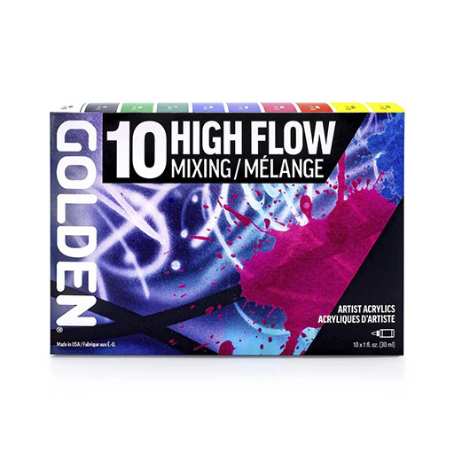 GOLDEN HIGH FLOW MIXING SET OF 10 ARTIST ACRYLICS
