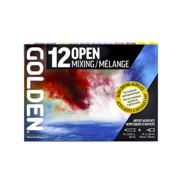 GOLDEN 12 OPEN MIXING - SET MISCELE 12 COLORI ACRILICI