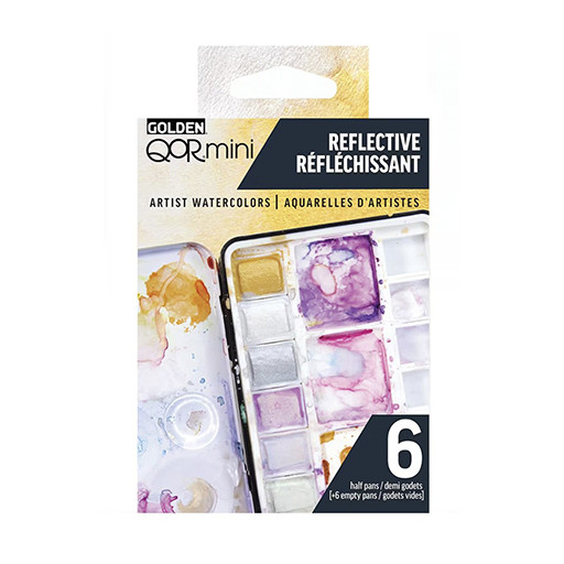 GOLDEN QOR MINI REFLECTIVE - SET ACUARELA REFLECTANTE 6 MEDIOS GODETS