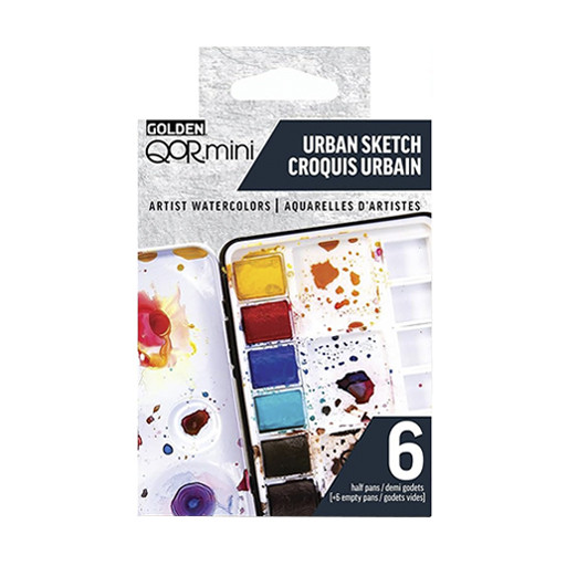 QoR Urban Sketch Watercolor Set - 6 Half Pan Professional Watercolors By GOLDEN