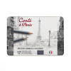 CONTÉ À PARIS DRAWING SET OF 12 ASSORTED GRAPHITE PENCILS IN A METAL TIN