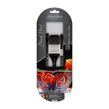 SILVER BRUSH BLACK VELVET SET OF 3 BRUSHES FOR BACKGROUNDS SERIES WC-3203S