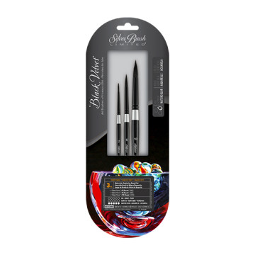 SILVER BRUSH BLACK VELVET SET 3 PENNELLI PER PRINCIPIANTI SERIE WC-3205S
