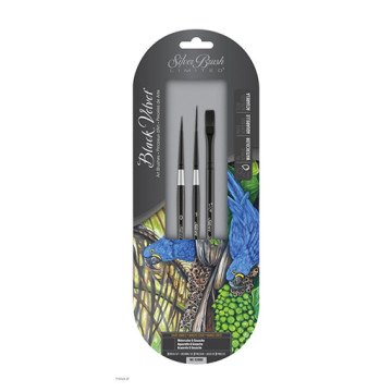 SILVER BRUSH BLACK VELVET SET 3 PENNELLI PER ACQUERELLO & GOUACHE SERIE WC-3208S