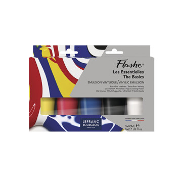 LEFRANC BOURGEOIS FLASHE SET THE BASICS COLORI ACRILICI PRIMARI 5 TUBETTI 80 ML