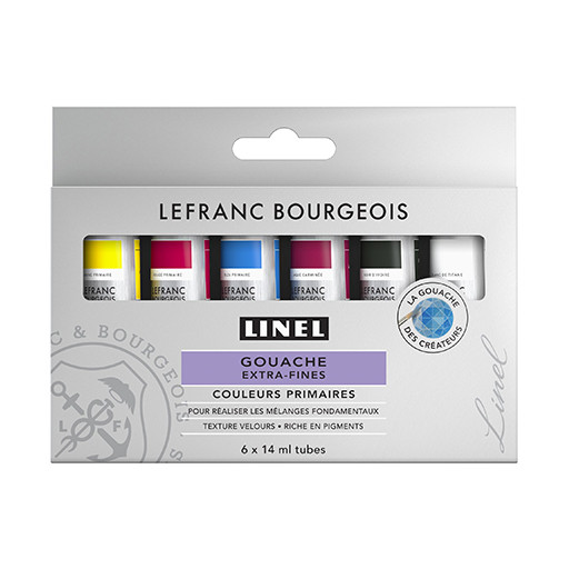 LEFRANC BOURGEOIS LINEL EXTRA FINE GOUACHE - PRIMARY COLOURS SET OF 6 X 14 ML TUBES