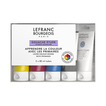 LEFRANC BOURGEOIS STUDIO GOUACHE SET IMPARARE A MESCOLARE CON I COLORI PRIMARI 5 TUBETTI 80 ML