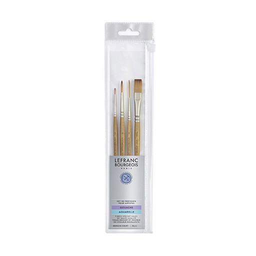 LEFRANC BOURGEOIS PRÄZISIONSSET FÜR KÜNSTLER 4 SYNTHETISCHE PINSEL FÜR AQUARELL UND GOUACHE