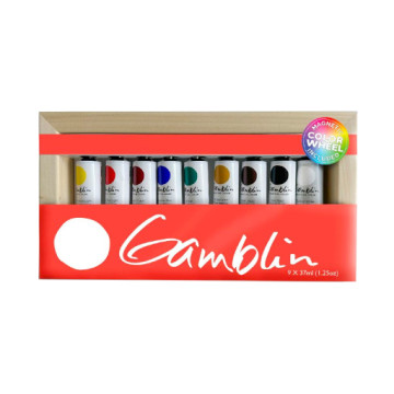 GAMBLIN ARTIST'S SET OF 9 OIL COLOURS