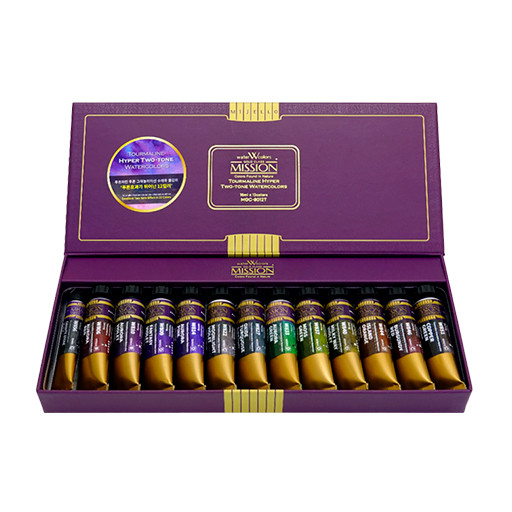 MIJELLO MISSION GOLD CLASS TOURMALINE CAJA ACUARELA 2 TONOS 12 TUBOS 15 ML