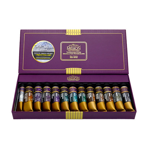 MIJELLO MISSION GOLD CLASS TOURMALINE BOX SET OF GRANULATING WATERCOLOURS 12 X 15 ML TUBES