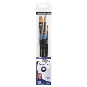 DALER ROWNEY AQUAFINE SET 3 PINCELES MANGO CORTO SERIE 302