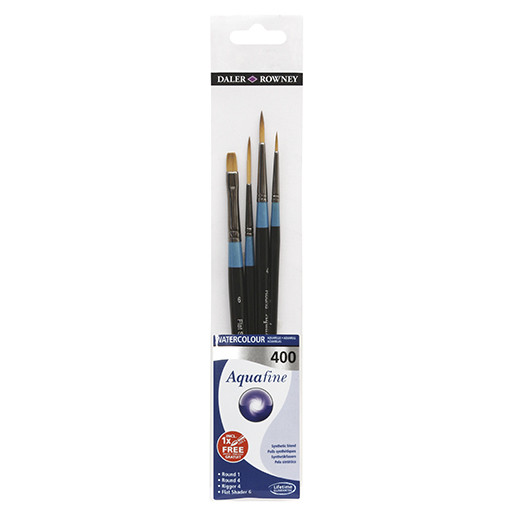 DALER ROWNEY AQUAFINE SET 4 OF BRUSHES SHORT HANDLE SERIES 400