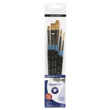 DALER ROWNEY AQUAFINE SET 5 PINCELES MANGO CORTO SERIE 500