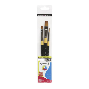 DALER ROWNEY SYSTEM 3 SET 3 PENNELLI MANICO CORTO SERIE 300