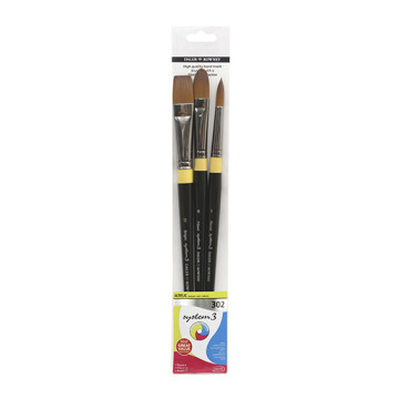 DALER ROWNEY SYSTEM 3 SET 3 PENNELLI MANICO LUNGO SERIE 302