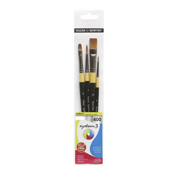 DALER ROWNEY SYSTEM 3 SET 4 PENNELLI MANICO CORTO SERIE 400