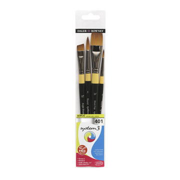 DALER ROWNEY SYSTEM 3 SET 4 PENNELLI MANICO CORTO SERIE 401