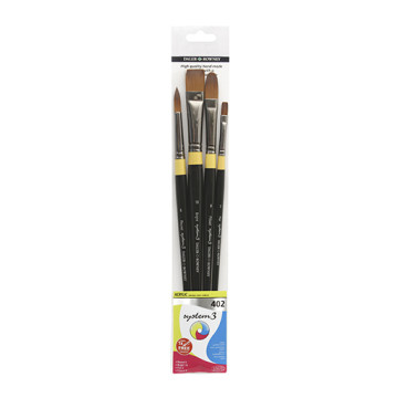 DALER ROWNEY SYSTEM 3 SET 4 PENNELLI MANICO LUNGO SERIE 402